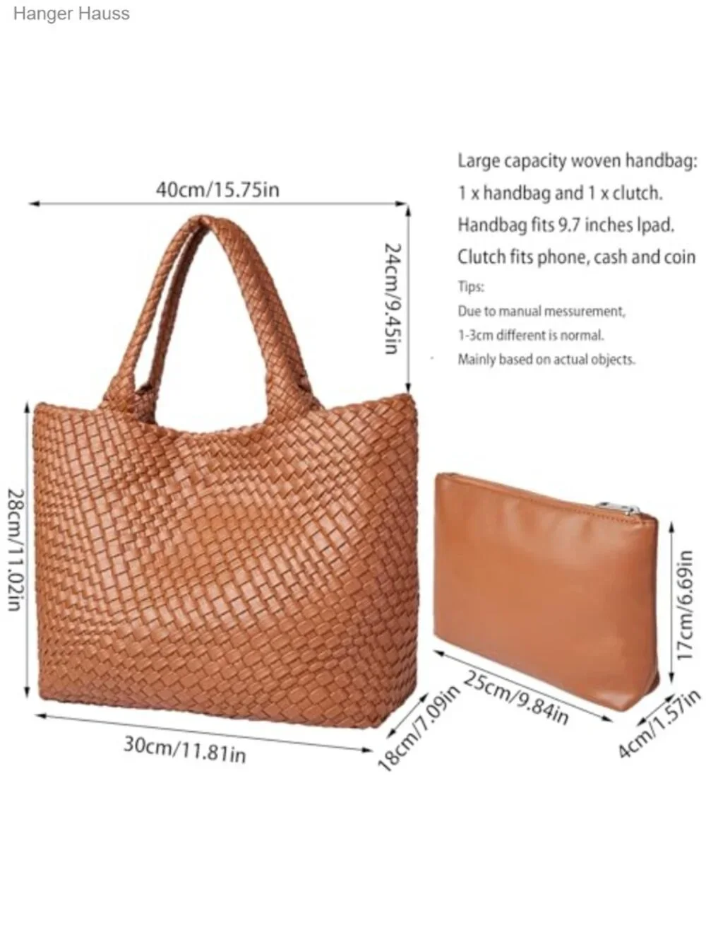 Woven Vegan Leather Tote Bag for Women Large Shoulder Handbag